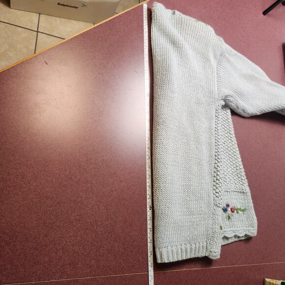 Vtg Bobbie Brooks Hand Knit Embroidered Sweater Womens Medium Cottagecore Floral - Picture 13 of 16